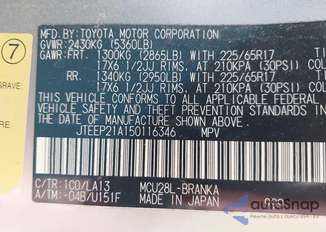 2005 Toyota Highlander Limited V6 from USA, damaged, VIN JTEEP21A150116346